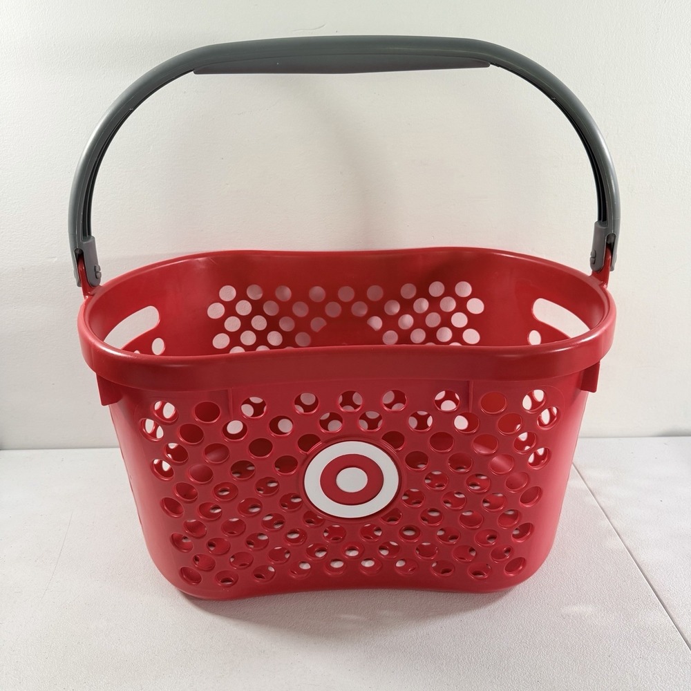 Target Full Size Shopping Basket Gray Handle Red Bullseye Logo Storage Kids Play